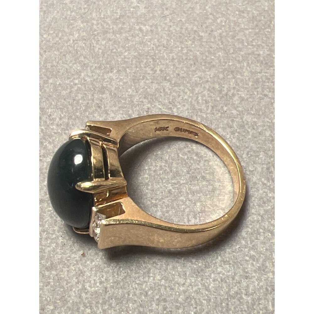 Gump's 14K Gold Oval Nephrite & Diamond Accent Cocktail Ring For Women 8.75 - Picture 9 of 14